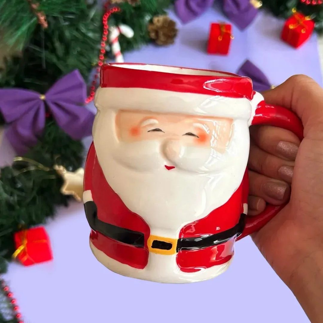 Caneca de Cerâmica em 3d do Papai Noel 330ml 🎁