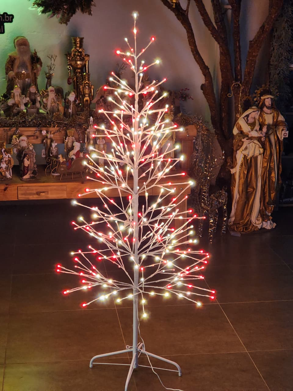 ÁRVORE DE LED COM 360 LEDS 170CM VERMELHA E BRANCO BIVOLT