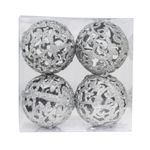 ENFEITE DE ARVORE DE NATAL BOLA VAZADA 8CM 4 PECAS - NIAZITEX