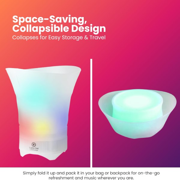 Balde de Gelo Portátil Dobrável com Bluetooth e LED