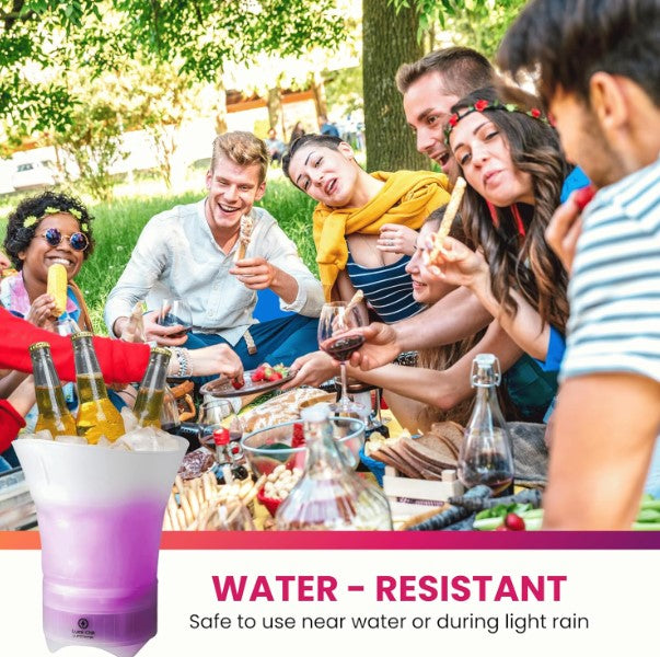 Balde de Gelo Portátil Dobrável com Bluetooth e LED