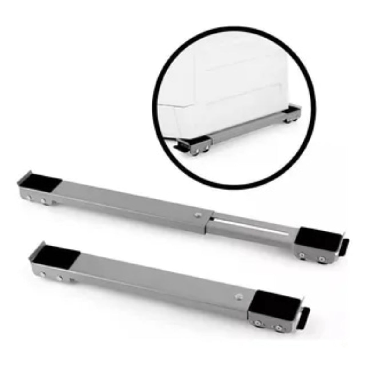 Base Suporte com Rodinhas para Geladeira e Máquina de Lavar – Branco/Preto