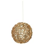 Bola Decorada Natal Aramada Dourado 12cm