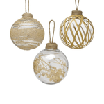 Kit Com 3 Bolas Decorada Dourada 10cm