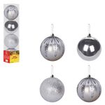 Bola Com  4 Pecas Tb Jingle 8cm Prata