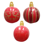 Kit Com 3 Bolas Inflavel Decorativa Vermelho e Dourado 60cm