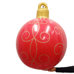 Kit Com 3 Bolas Inflavel Decorativa Vermelho e Dourado 60cm