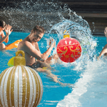 Kit Com 3 Bolas Inflavel Decorativa Vermelho e Dourado 60cm