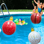 Kit Com 3 Bolas Inflavel Decorativa Vermelho e Dourado 60cm