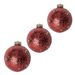 Kit Com 3 Bolas Decorada Vermelho 10cm