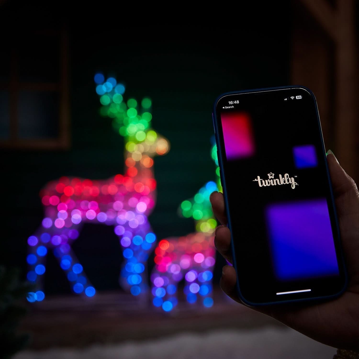 Conjunto de Renas Iluminadas com LED RGB Inteligente e Controle via Wi-Fi