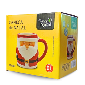 Caneca de Cerâmica em 3d do Papai Noel 330ml 🎁