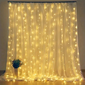 Cortina com LEDs e Controle Remoto - 8 Modos de Luz -  Para Decoração de Ambientes e Eventos