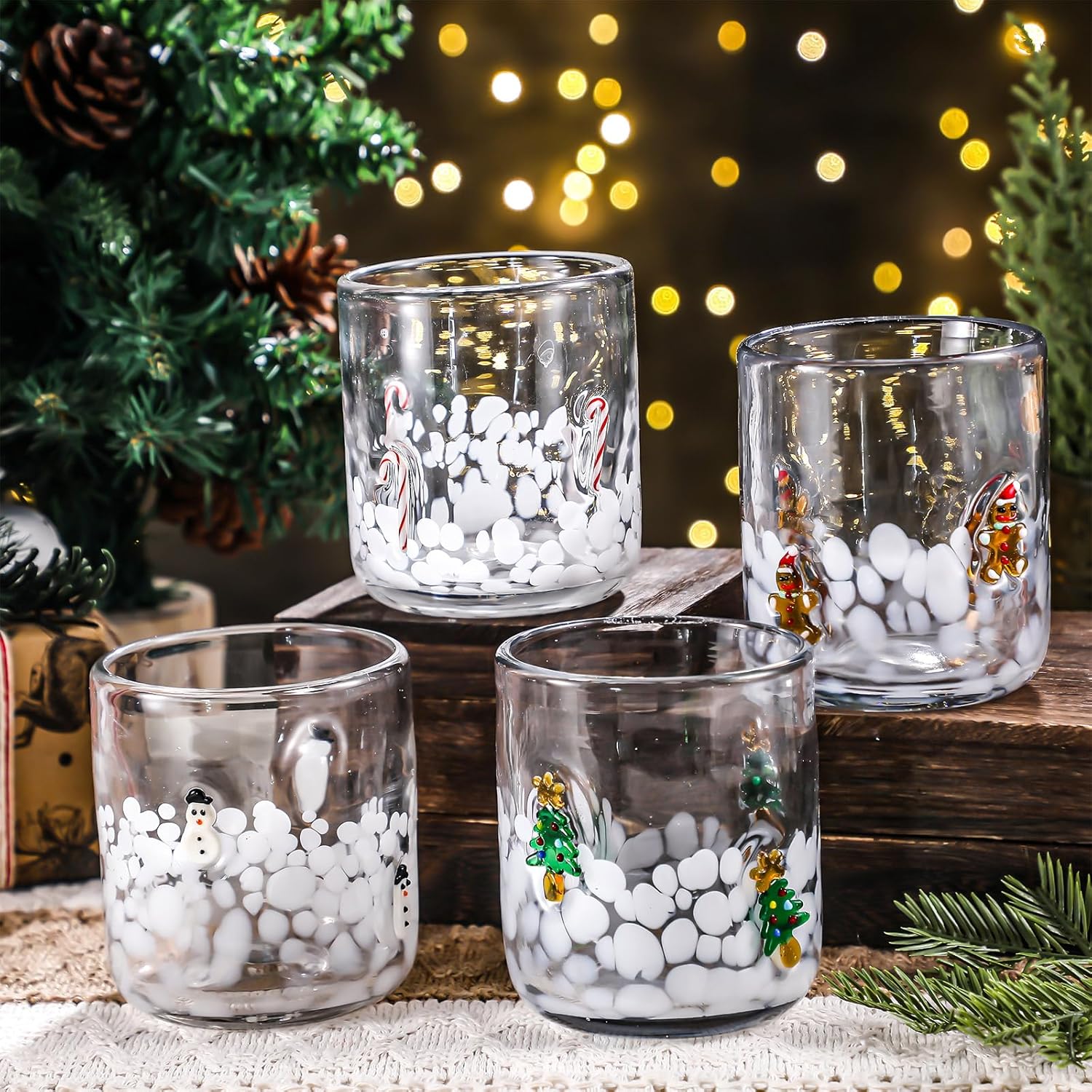 Copos de Vidro Natalinos – Kit com 4 Peças