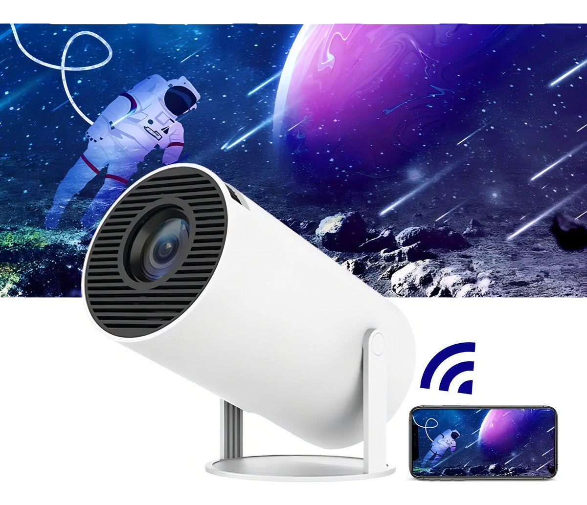 Mini Projetor Portátil 4k Android Full Hd Smart Wifi Cinema Cor Branco