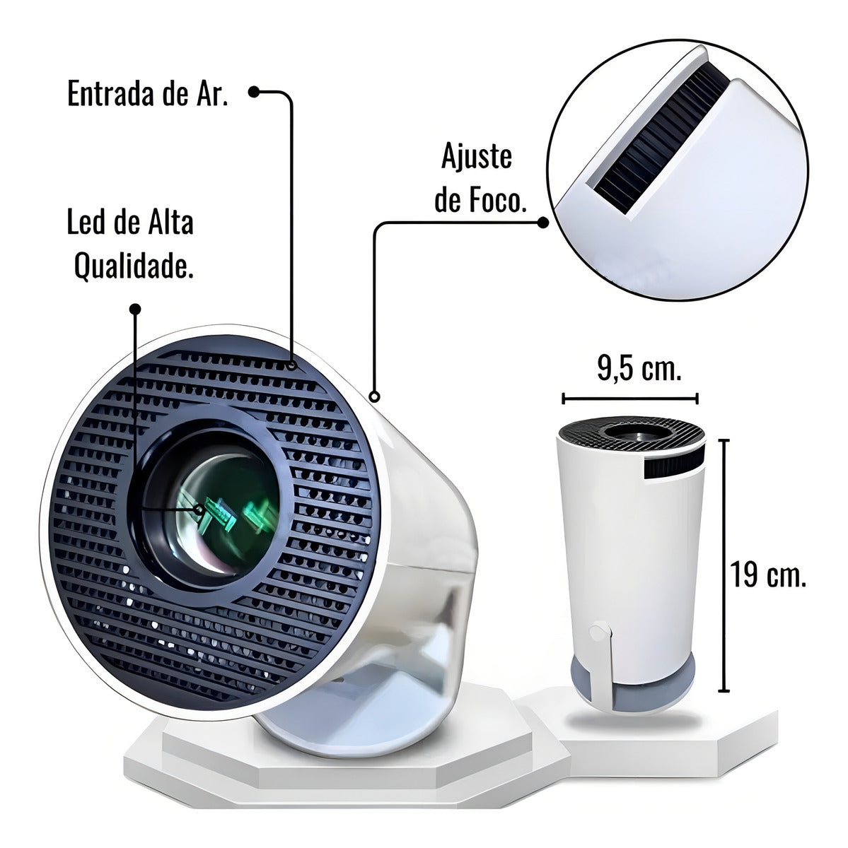 Mini Projetor Portátil 4k Android Full Hd Smart Wifi Cinema Cor Branco