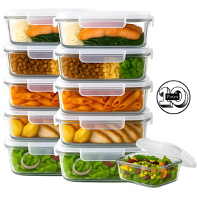 Kit 10 Potes de Vidro 640ml Hermético Marmita Fit com Tampa 4 Travas Oliver Home