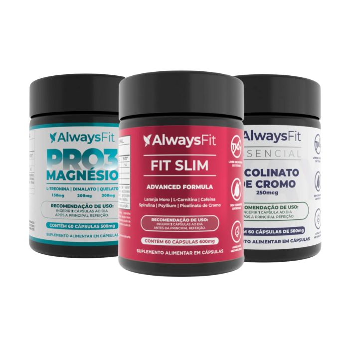 Kit Pro3Magnesio - Picolinato de Cromo - Fit Slim