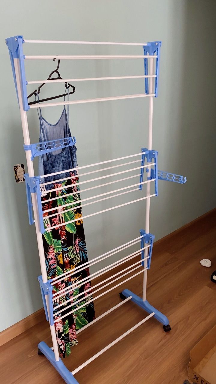 Varal De Chão Roupa Calcinha Grade 3 Andares Dobrável Portátil