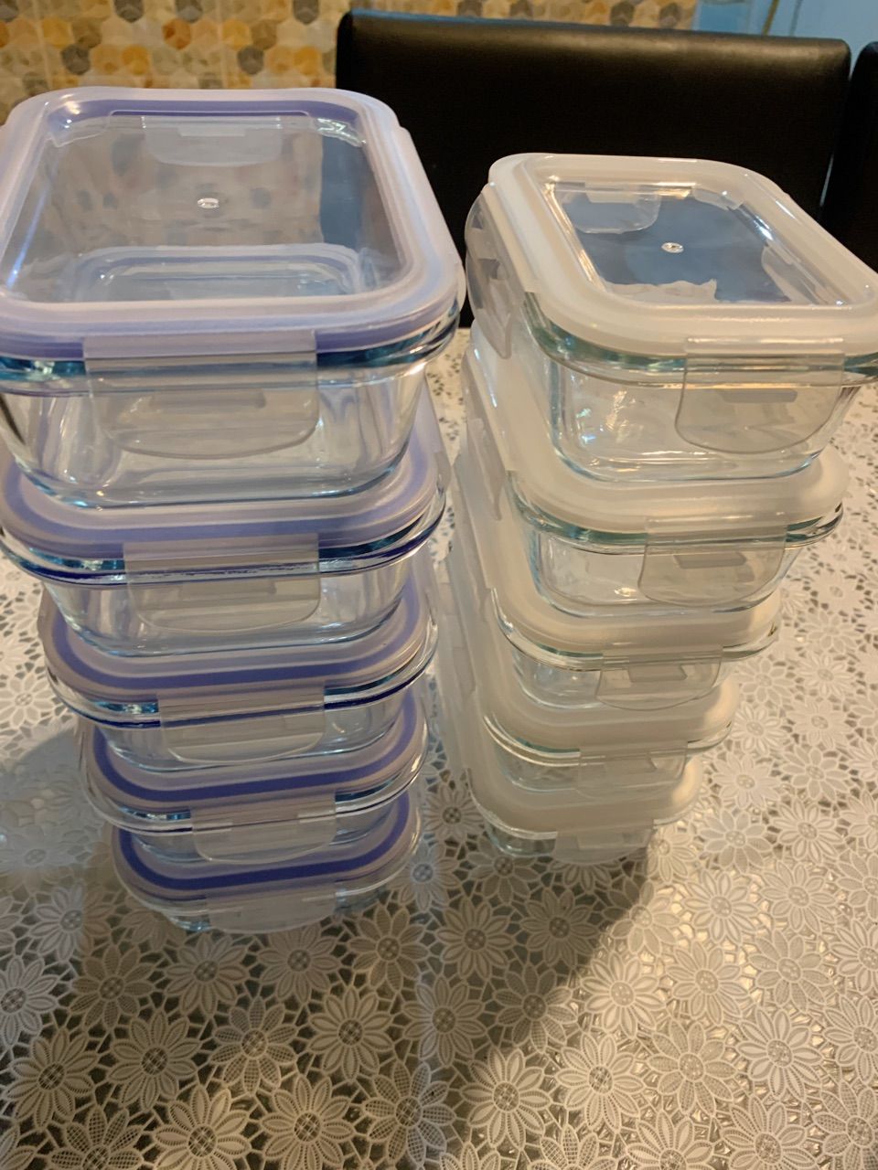 Kit 10 Potes de Vidro 640ml Hermético Marmita Fit com Tampa 4 Travas Oliver Home