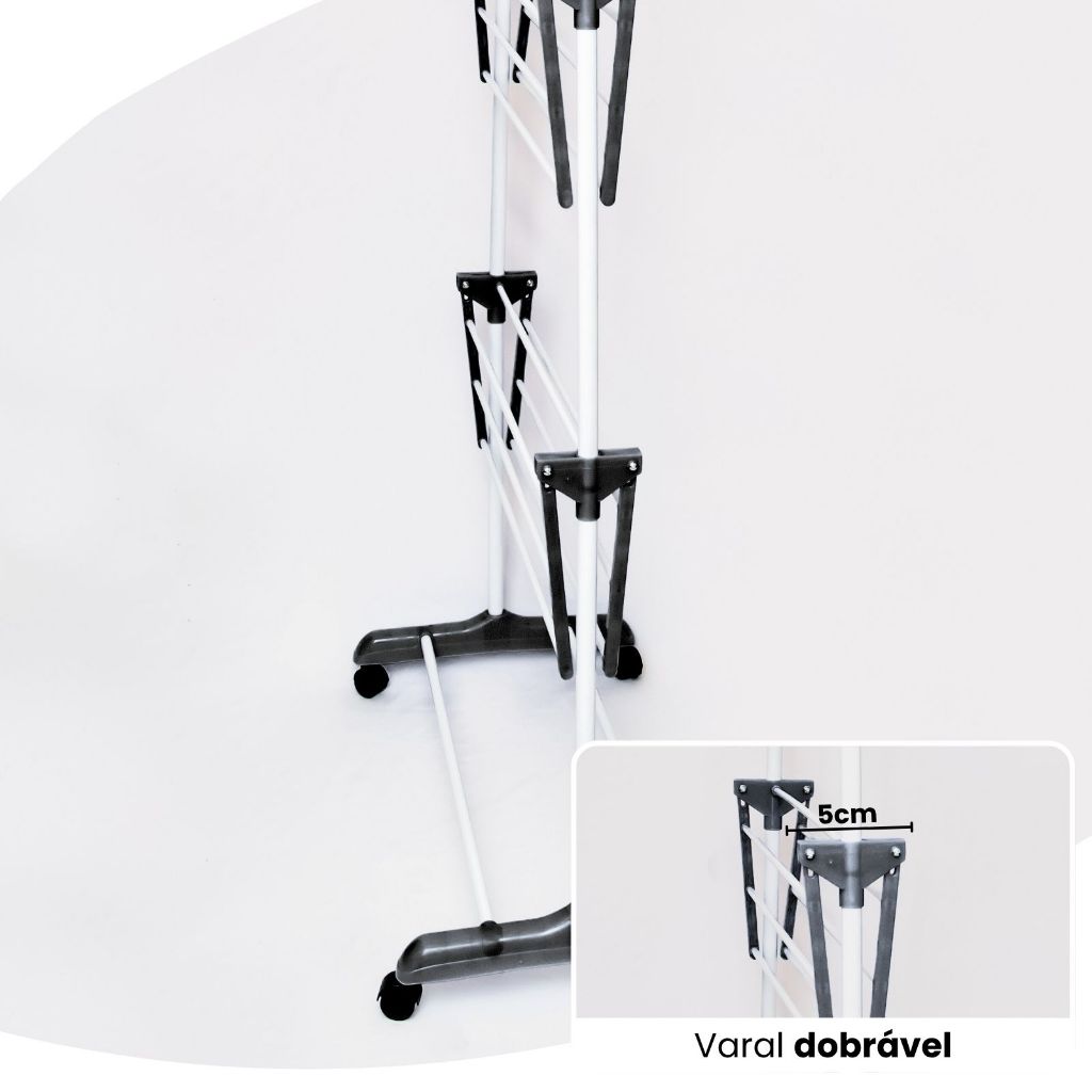 Varal De Chão Roupa Calcinha Grade 3 Andares Dobrável Portátil