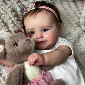 Bebê Reborn Silicone Pintado Menina Realista 48cm Maddie Olhos Castanhos