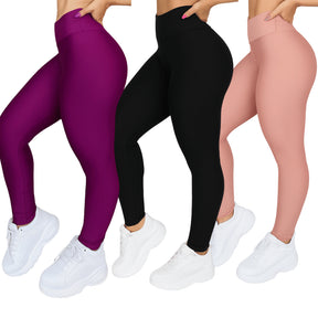 Kit 3  Legging Academia Modeladora Zero Transparencia Leg Cintura Alta