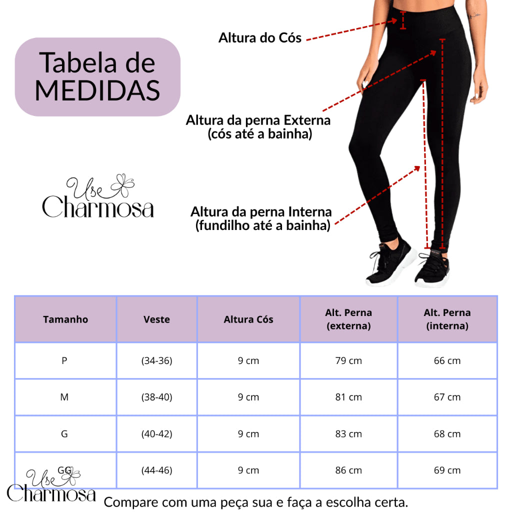 Kit 3  Legging Academia Modeladora Zero Transparencia Leg Cintura Alta