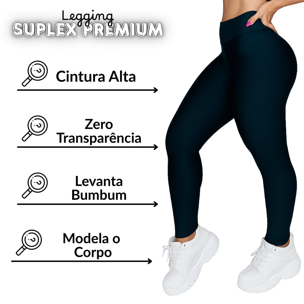 Kit 3  Legging Academia Modeladora Zero Transparencia Leg Cintura Alta