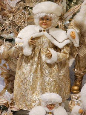 MAMÃE NOEL DE LUXO EM PÉ DOURADO COM CHAMPANHE 60CM - PRÉ VENDA 2025