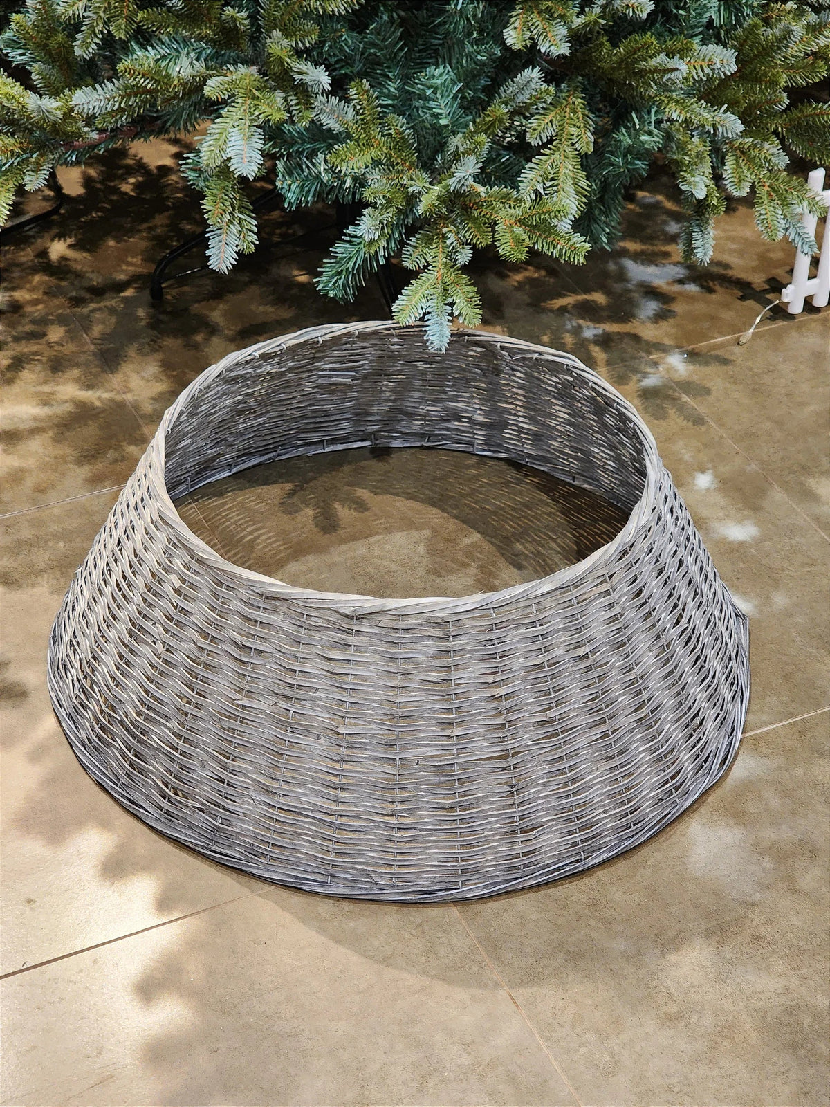 Saia Rígida Trançada Cinza 70cm para Árvore de Natal