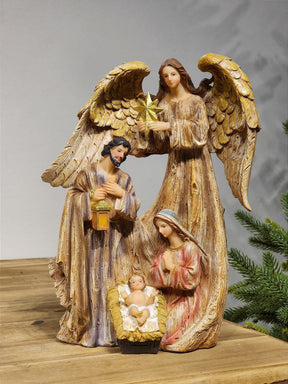 SAGRADA FAMÍLIA EM RESINA COM ANJO 30CM