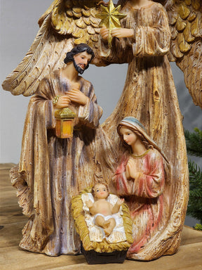 SAGRADA FAMÍLIA EM RESINA COM ANJO 30CM