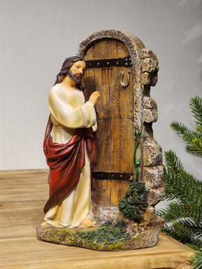 JESUS BATENDO NA PORTA EM RESINA 22CM