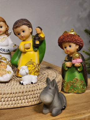 PRESÉPIO EM RESINA PERSONAGENS INFANTIL COM 11 PEÇAS 14CM