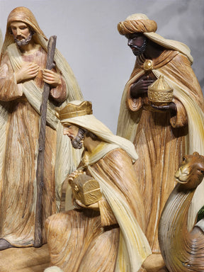 Presépio em Resina Marrom • 12 Peças • 30cm