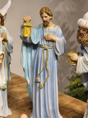 PRESÉPIO EM RESINA AZUL COM 11 PEÇAS 30CM