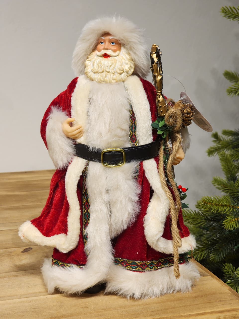 PAPAI NOEL VERMELHO LUXUOSO COLECIONÁVEL 30CM