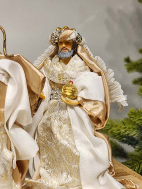 PRESÉPIO RESINA COM 7 PEÇAS CHAMPANHE 15CM