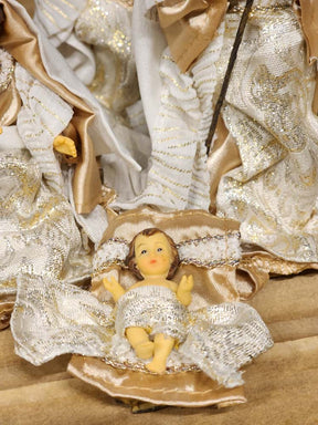 PRESÉPIO RESINA COM 7 PEÇAS CHAMPANHE 15CM