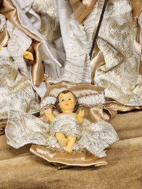 PRESÉPIO RESINA COM 7 PEÇAS CHAMPANHE 15CM