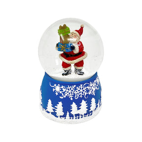 Globo de neve de Papai Noel com base azul e branca