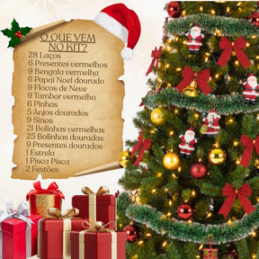 Kit Arvore de Natal Decorada 2,10m 132 Enfeites Grande Cheia 2 metros Enfeitada