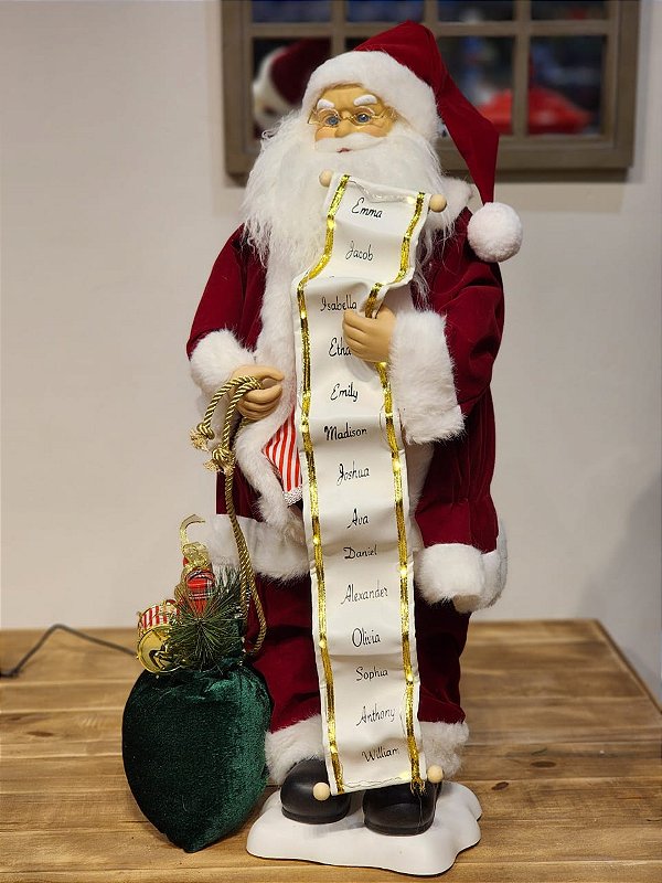 PAPAI NOEL COM LISTA DE NOMES COM MOVIMENTOS SOM E LUZ