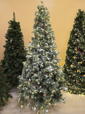 ÁRVORE PINHEIRO NEVADO REALISTA NORUEGA 1077 GALHOS COM 350 LEDS WARM 2,10CM