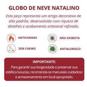 Papai Noel na neve com globo de neve de base prateada